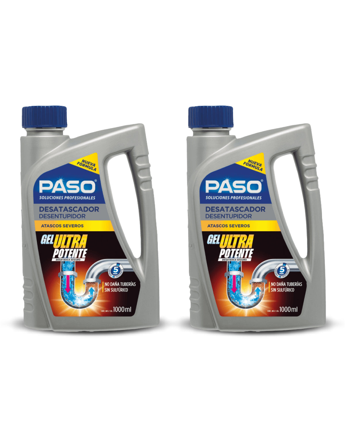 Paso Desatascador Gel Atascos Severos 2 x 1 L - Puntolimpieza